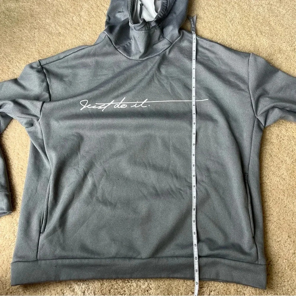 NIKE Women’s “JUST DO IT” Gray Pullover Hoodie - Size M - GUC* - Stretch - Picture 7 of 9